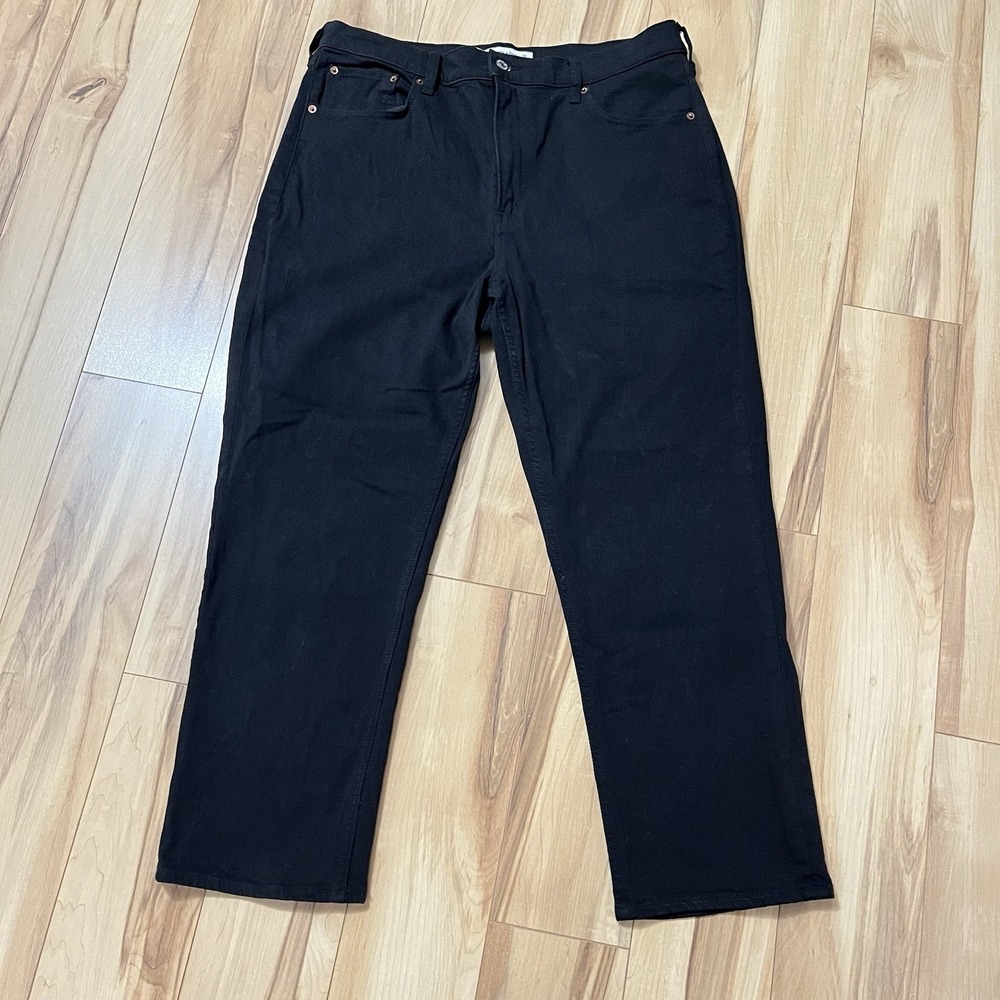 Abercrombie & Fitch Ultra High Rise Ankle Straight Jeans Black Denim Sz 32/14